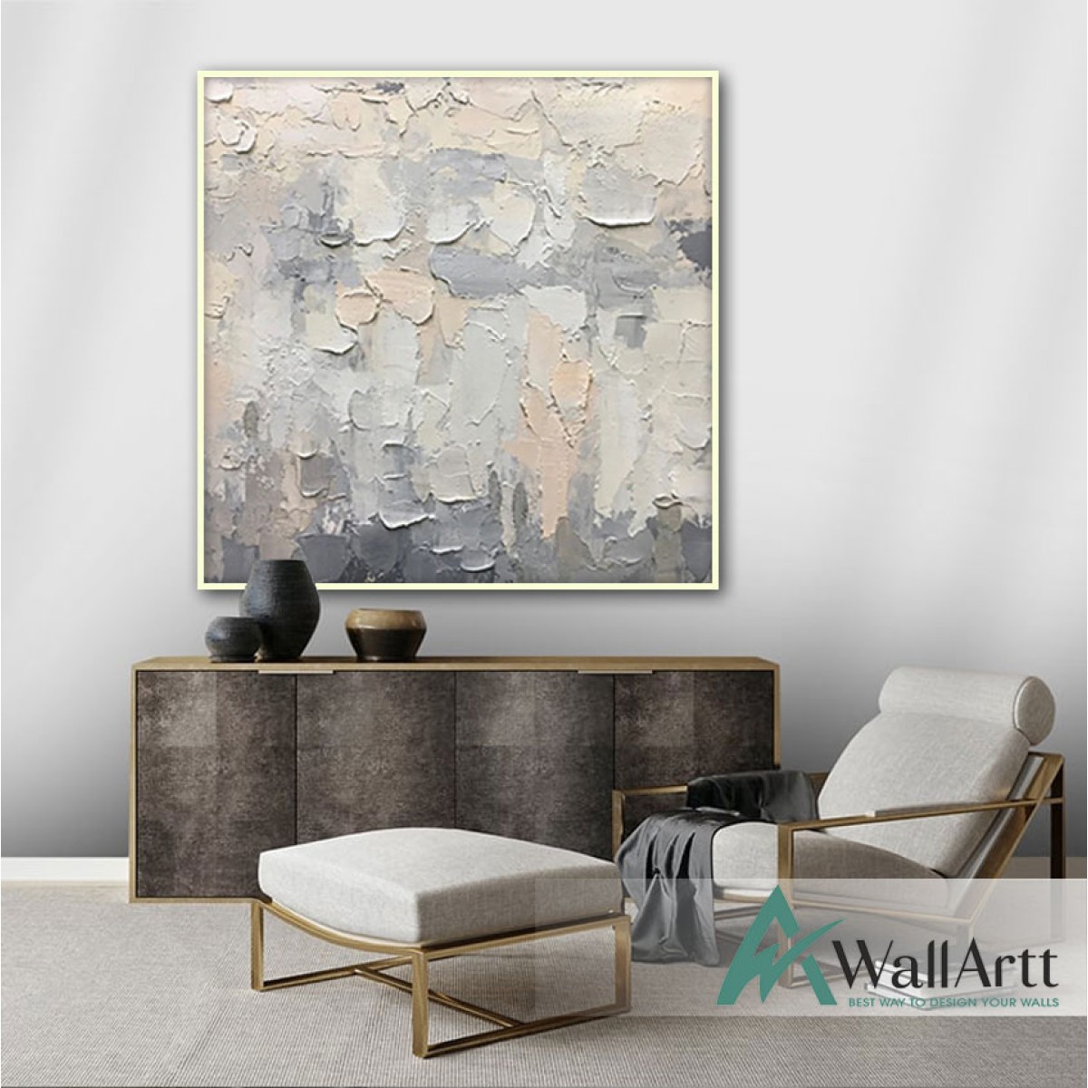 Powder n Grey II Abstract 3d Heavy Textured Partial Oil Painting